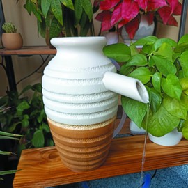 Outdoor Garden Fountain Spitter Pond Water Feature Pump Ceramic Pot Decoration (5.7 inch White)