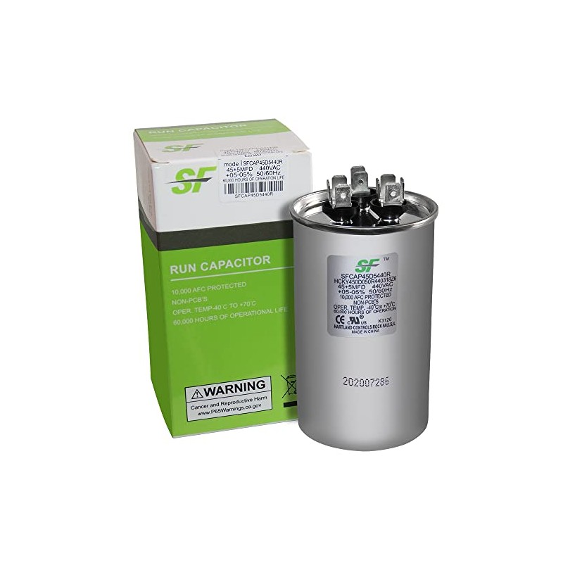 45 + 5 MFD Capacitor 370 or 440 VAC 45+5uf