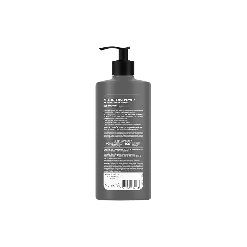 SYOSS Shampoo MEN Intense Power Activating Shampoo (440 ml), Men's