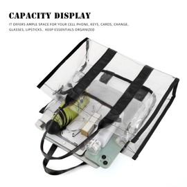 Didida Beach Bags Waterproof Sandproof with Zipper Clear Tote bags Crossbody Handbags for Women Small Pool Bag, Black