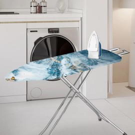 Flashideas Blue Marble Print Ironing Board Cover and Pad- 52" x 13" Iron Board Cover with Padding Fits Standard Size, Iron Board Cover Accessories