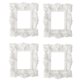 4Pcs Pearl White Vintage Resin Frames Set for Home Decor Featuring Vintage Decor Mini Photo Frame, Nail Art Display Retro Photo Frame, Mini Resin Picture Frame DIY Craft for Small Display