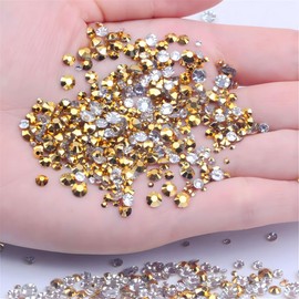 Flatback Rhinestones Round Gems for Nails Art and Crafts 1250Pcs SS20 5mm AB Crystals Glitter Stone DIY Bags Clothes Shoes (Gold AB)