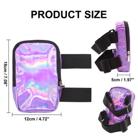 Long Keeper Holographic Thigh Bag for Women Adjustable Carnival Leg Bag Colorful Fashion Rave Phone Holder for Party Travel, Purple, Colorful