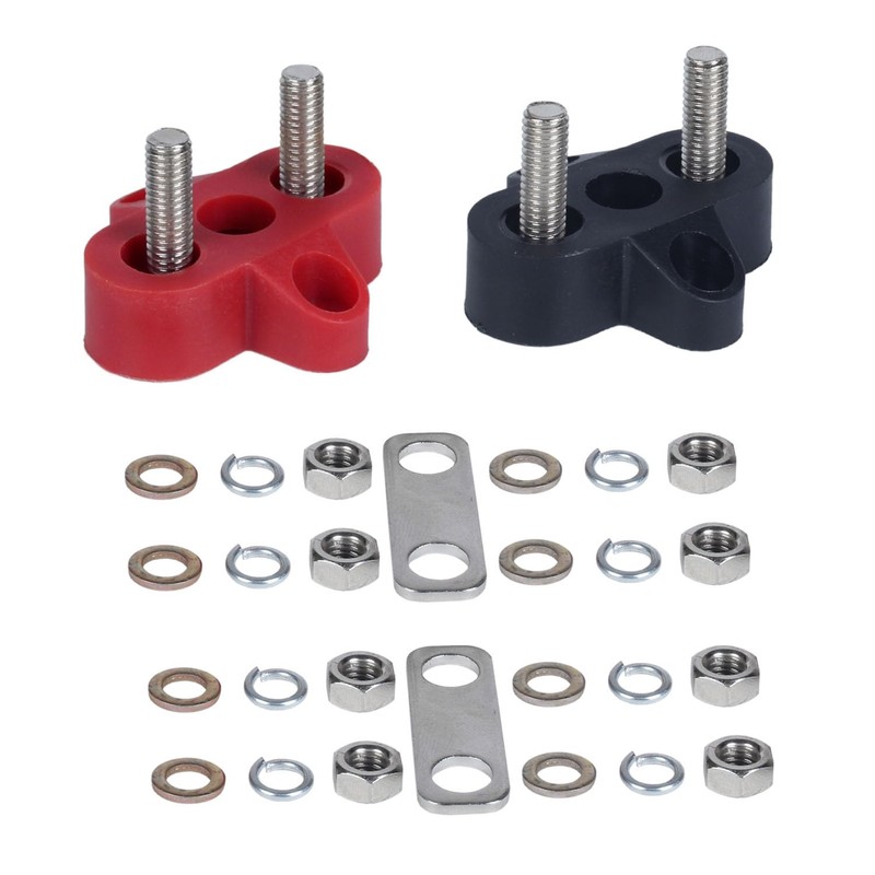 JIQI 2Pcs Bus Bar Terminal Block 1/4" Dual Stud Battery