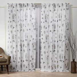 Nicole Miller La Petite Fleur Hidden Tab Top Curtain Panel, Taupe, 50x96, 2 Piece
