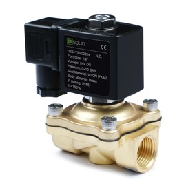 U.S. Solid Solenoid Valve Brass Solenoid Valve G 1/2 Inch 24 V DC Normal Closed NC 0-10 Bar Electric Water Valve for Water Air Diesel Kerosene Petrol
