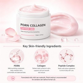 PDRN Collagen Peptide Gel, Moisturizer, Lightweight, Hydrating Facial Gel Cream with Niacinamide & Peptide Complex for Smooth, Boost, Firm-Looking, Radiant, Glowing Skin, Daily SkinCare