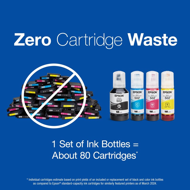 EPSON 502 EcoTank Ink Ultra-high Capacity Bottle Cyan Works with