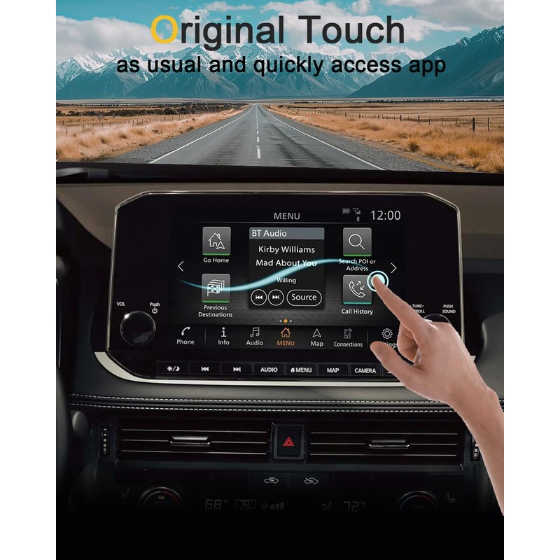 KOOGEN Tempered Glass Screen Protector for Nissan Rogue (S/SV) 2021-2025,Infotainment