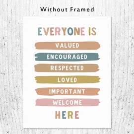 Everyone Is Welcome Here, Boho Classroom Decor, Classroom Poster, Educational, Diversity Sign, Back To School Welcome Sign, Inclusive Art Decor, Unframed (11X14INCH)