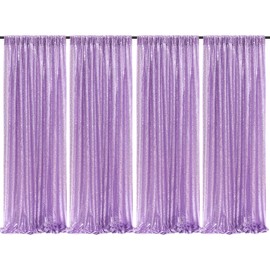 Sparkly Sequin Backdrop Curtain 4 Pcs 2ftx8ft Wedding Party Backdrop Lavender Sequence Sequin Photo Booth Backdrop