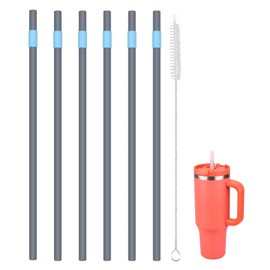 KLOWOAH Replacement Straws Compatible with Contigo Streeterville 40oz Tumbler,with 1 Brush,Pack of 6 (blue-grey)