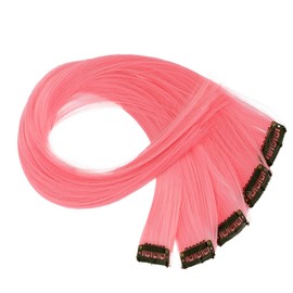 CAISHA BST137 55 cm Colourful Highlights, 1 Clip-In Extension, Straight, Long Hair, Heat-Resistant, Pink