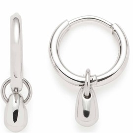 Leonardo Ciao Amalia 023302 Women's Earrings Set Stainless Steel Silver-Coloured Small Hoop Earrings with Clasp and Hanging Droplet Jewellery Gift, Stainless Steel, No Gemstone