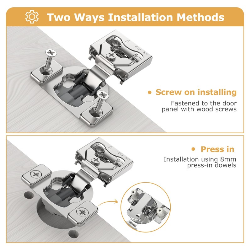 Furniware 2 Pieces 3/4" Small Overlay Concealed Face Frame Hinges,