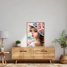 AIRDEA Lady Diamond Art Painting Kits for Adults,5D Diamond Dots Kits for Beginner,Peinture Diamant Kits 30x40cm,Elegant Lady,Round Full Drill