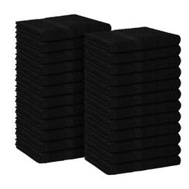 Avalon Towels Toalla de salón – Paquete de 24 toallas de mano negras – 100% algodón absorbente toalla de spa, facial y gimnasio para entrenamiento, 16