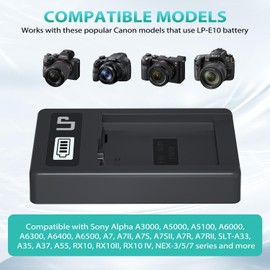 NP-FW50 Battery Charger, LP LCD Display USB Charge Port Station, Compatible with Alpha A6000, A6400, A6100, A6300, A6500, A5100, A7, A7 II, A7R, A7R II, A7S, A7S II, RX10, NEX-3/5/7 Series & More