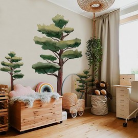 astrkiz Extra Huge Trees Wall Decals Peel and Stick, Self Adhesive PVC Realistic Tree Forest Wall Mural Sticker, Precut Pine Tree Wall Art Decor for Kids Bedroom Playroom Nursery Room, 70.86"x88.58"