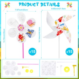 Pasimy 30 Pcs DIY Plastic Pinwheels Color Your Own Pinwheels Blank Graffiti Pinwheels Bulk Garden White Windmills Craft for Classroom Daycare Project Activity Spring Summer Party Favors, 2 Style