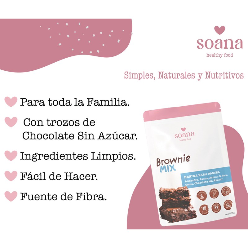 Harina para Brownies de Harina de Almendra y Avena, Soana,