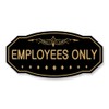 Employees ONLY Victorian Door/Wall Sign (Black/Gold) - Small 3" x 6"