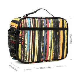 Droerfes Rock Records Insulated Lunch Box Reusable Lunch Bag Women Men Cooler Tote Bag For Kids Boys Girls Work Picnic School Office