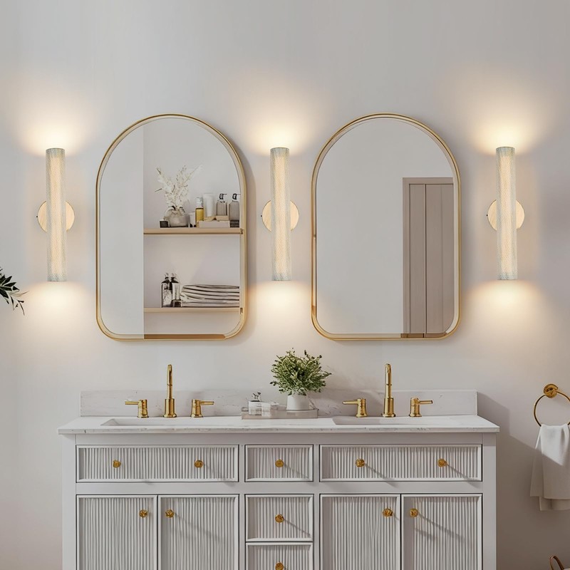 Hardwired Vintage Wall Sconce Set of Two, 3CCT Dimmable White