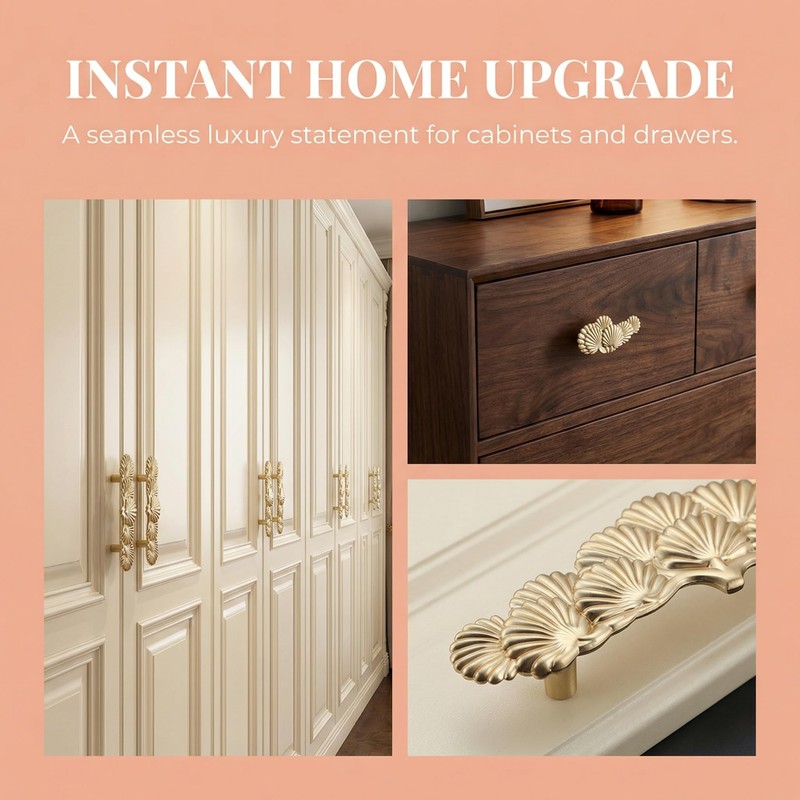 ZAMKAEEVI Cabinet Pulls Brushed Brass Drawer Handles, 2 Pack Golden