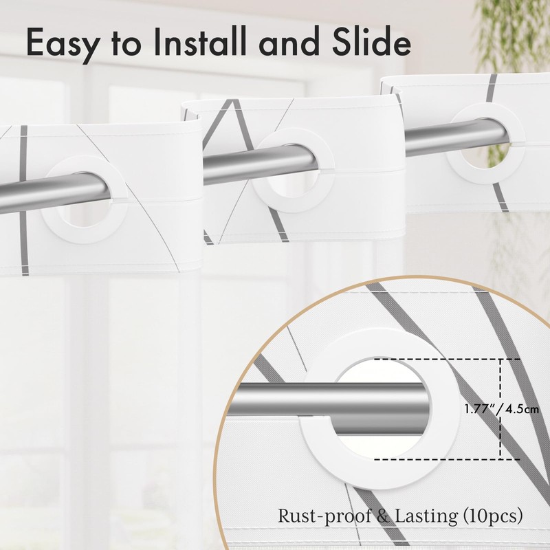 AmazerBath No Hook Shower Curtain and Liner Set, Shower Curtain