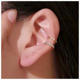 Iaceble Boho Crystal Ear Cuff Earrings Gold Cz Ear Cuff No Piercing Earring Circle Ring Cartilage Cuff Earrings Round Hoop Cuff Wrap Earring Jewelry for Women and Girls