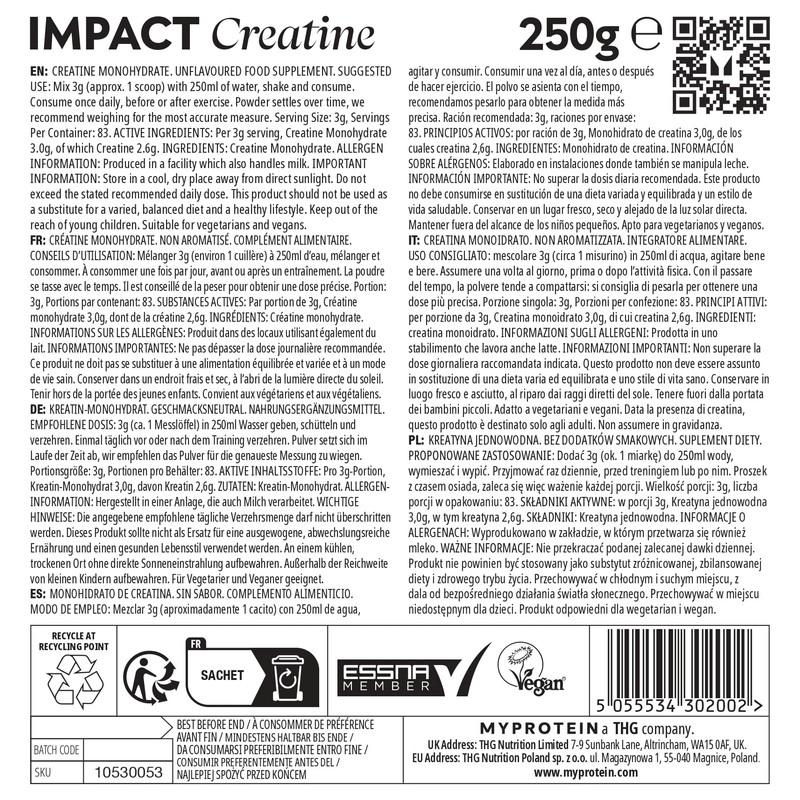 Myprotein Impact Creatine Monohydrate Powder | 250 g | Micronised