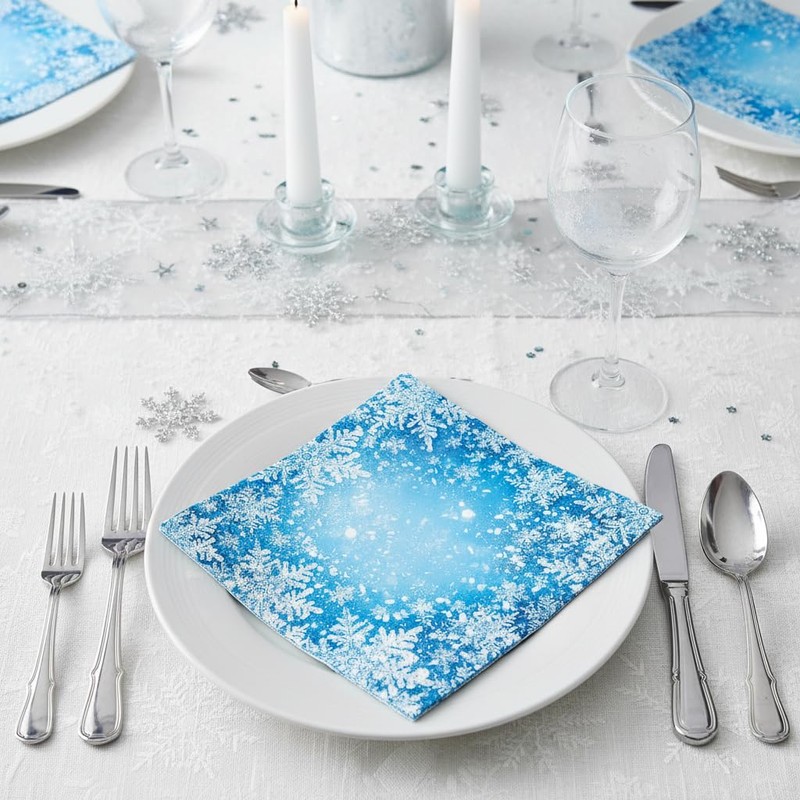 Servietten Weihnachten 20 Napkins Snow Crystal Magic Snowflakes Winter Christmas