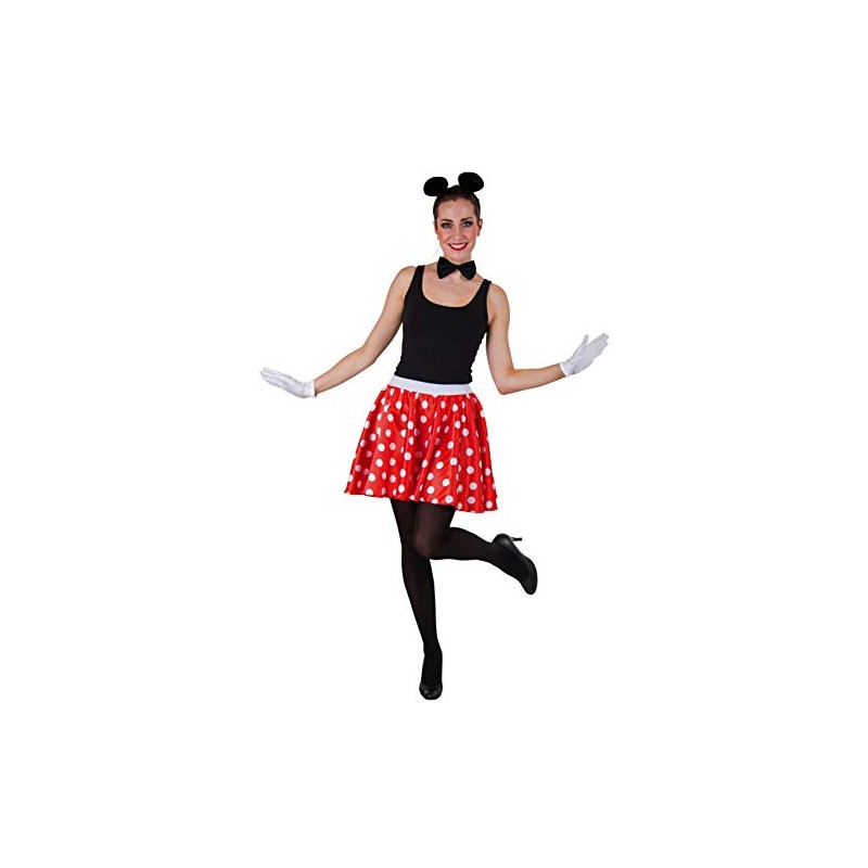 Multi-Purpose Carnival Costume Skirt, Red with White Polka Dots, 38/40,