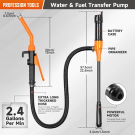 Tragbare Power Batteriepumpe, Batteriebetriebene Multifunktions Kraftstoffpumpe, Elektrische Siphonpumpe zum Umfüllen von Benzin, Diesel, Wasser, Kraftstoff, bis zu 9 L (2,4 Gallonen) pro Minute