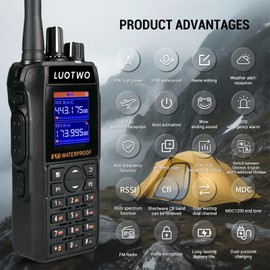 CLARIGO C Ham Radio Long Range UV Dual Band Handheld Rechargeable High Power Two Way Radio Walkie Talkies with 2500mAh Li-ion Battery IP68 Waterproof NOAA SOS Alarm