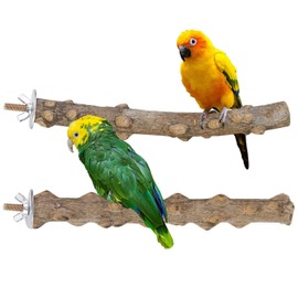 CozyCabin Natural Wood 4Pcs Bird Perches Stand, Hanging Cage Toys Accessories for Small Parrot Budgies Conure Parakeets Cockatiels Lovebirds