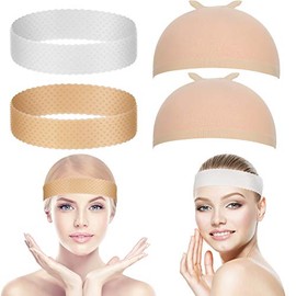 4 piezas de silicona para peluca de silicona transparente, a prueba de sudor, sin costuras, antideslizante, con gorro de nailon elástico para peluca y