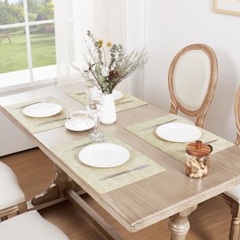 Softalker Faux Leather Placemats Set of 4-Vinyl Heat Resistant Place Mats, 100% Waterproof Oilproof Wipe Clean Table Mats for Indoor & Outdoor Use, 17’’×12’’, Beige