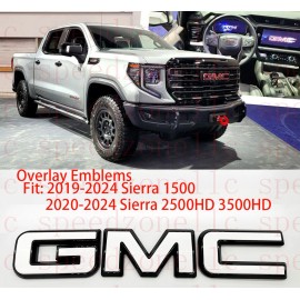 Auto Front White Black Emblem Overlay 2019-2024 GMC Sierra 1500 2500HD 3500HD