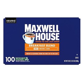 Maxwell House Breakfast Blend Light Roast K Cup Coffee Pods, 100 ct.