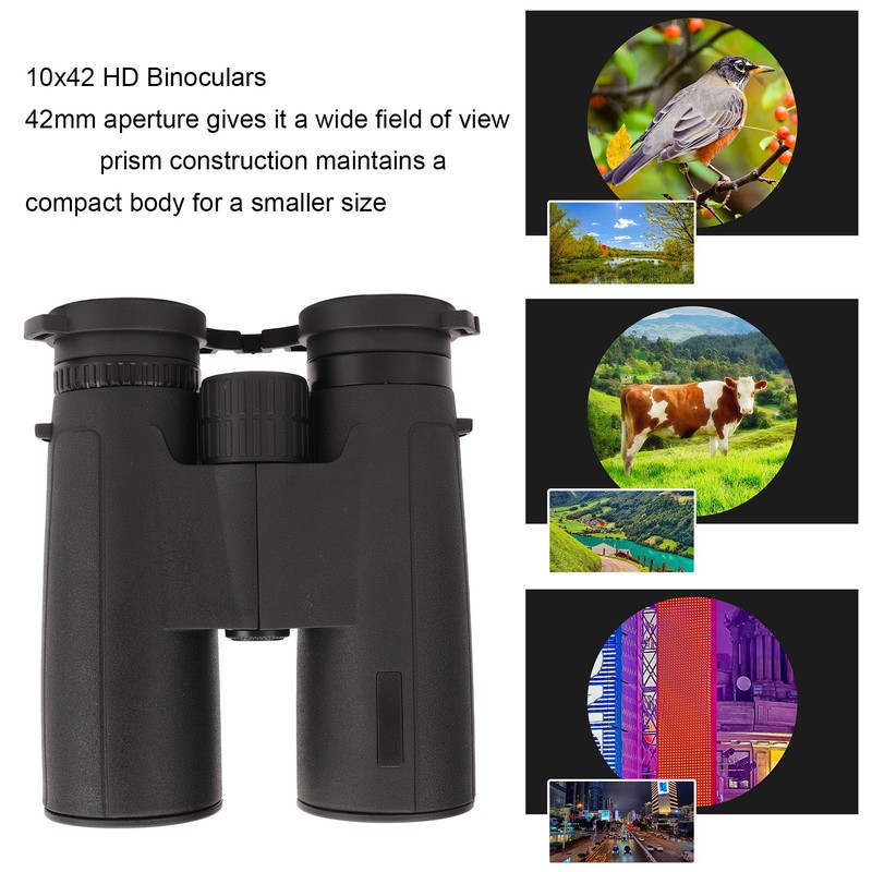 10X42 Binoculars HD Large View High Light Transmission Compact Portable