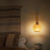 NookNova Set of 2 Wall Sconces Boho Woven Rattan Wall