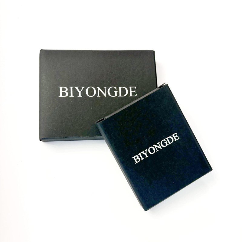 BIYONGDE Men's Stainless Steel Cuff Bracelet with Black Chain Inlay,
