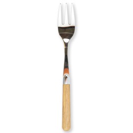Vietri Albero 10" Serving Fork, 18/10 Stainless Steel Oak Serving Utensil, Large Serving Fork