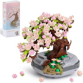 fauqpye Mini Sakura Model, UV Sensitive, 426 PCS, Creative DIY Simulation Mini Pellet Bonsai Series Building Toys 6+