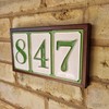 House Numbers Hand-painted Italian Ceramic Numbers Tiles Simple Green Design,