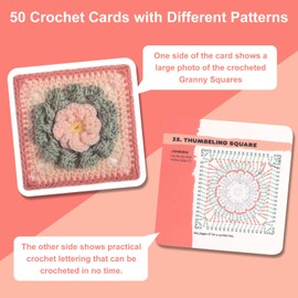 GOSHIES Granny Square Crochet Cards English Pack of 50 Granny Square Card Deck