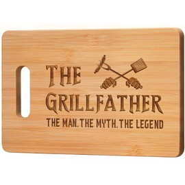 Pandasch Dad Gifts from Daughter Son, 13x9 Inch Engraved Bamboo Cutting Board, Best Birthday Grilling Gifts for Dad Father Men, The Grillfather, The Man, The Myth, The Legend, Fathers Day Present